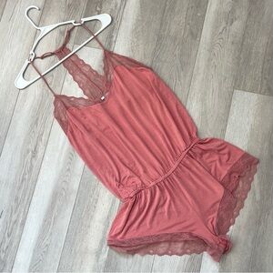 eberjey Teddy Romper storyteller astrid lace womens Pink medium feminine lounge